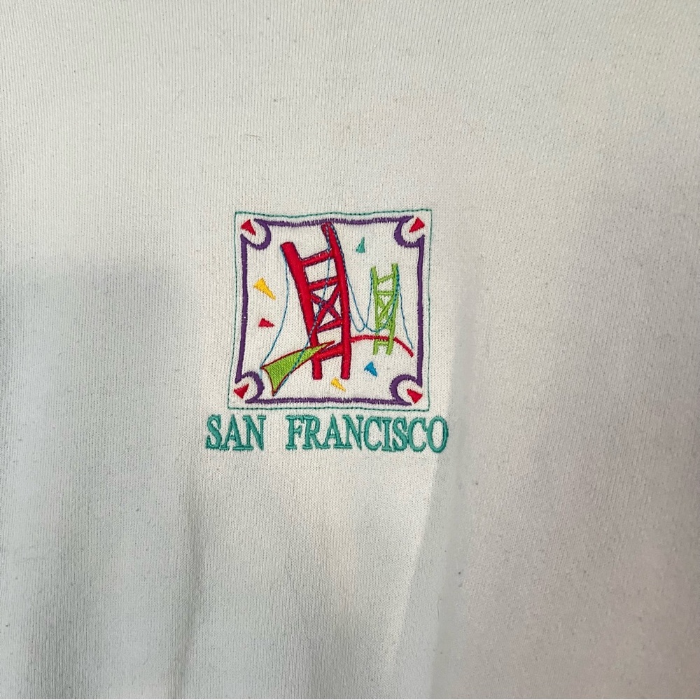 VINTAGE SAN FRANCISCO White Sweatshirt Size Medium - Picture 2 of 8